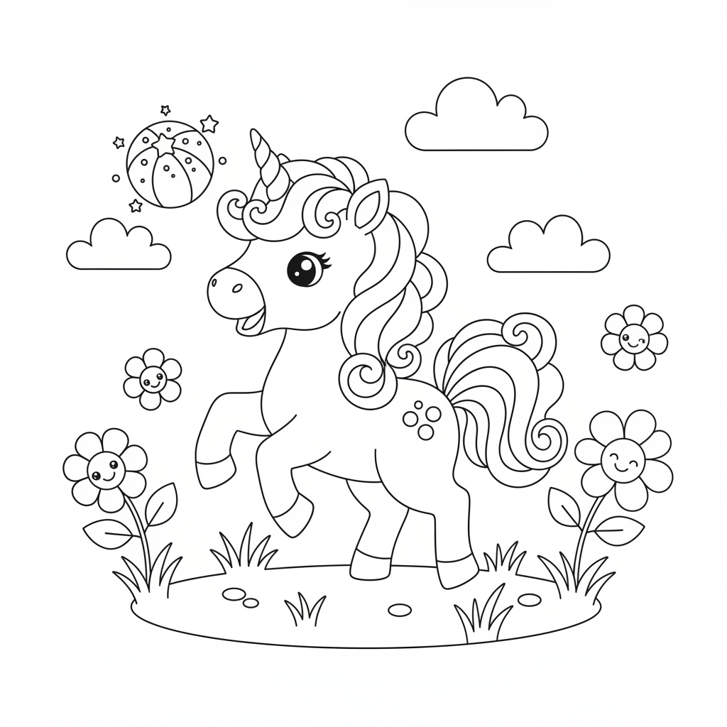 Bébé licorne à colorier