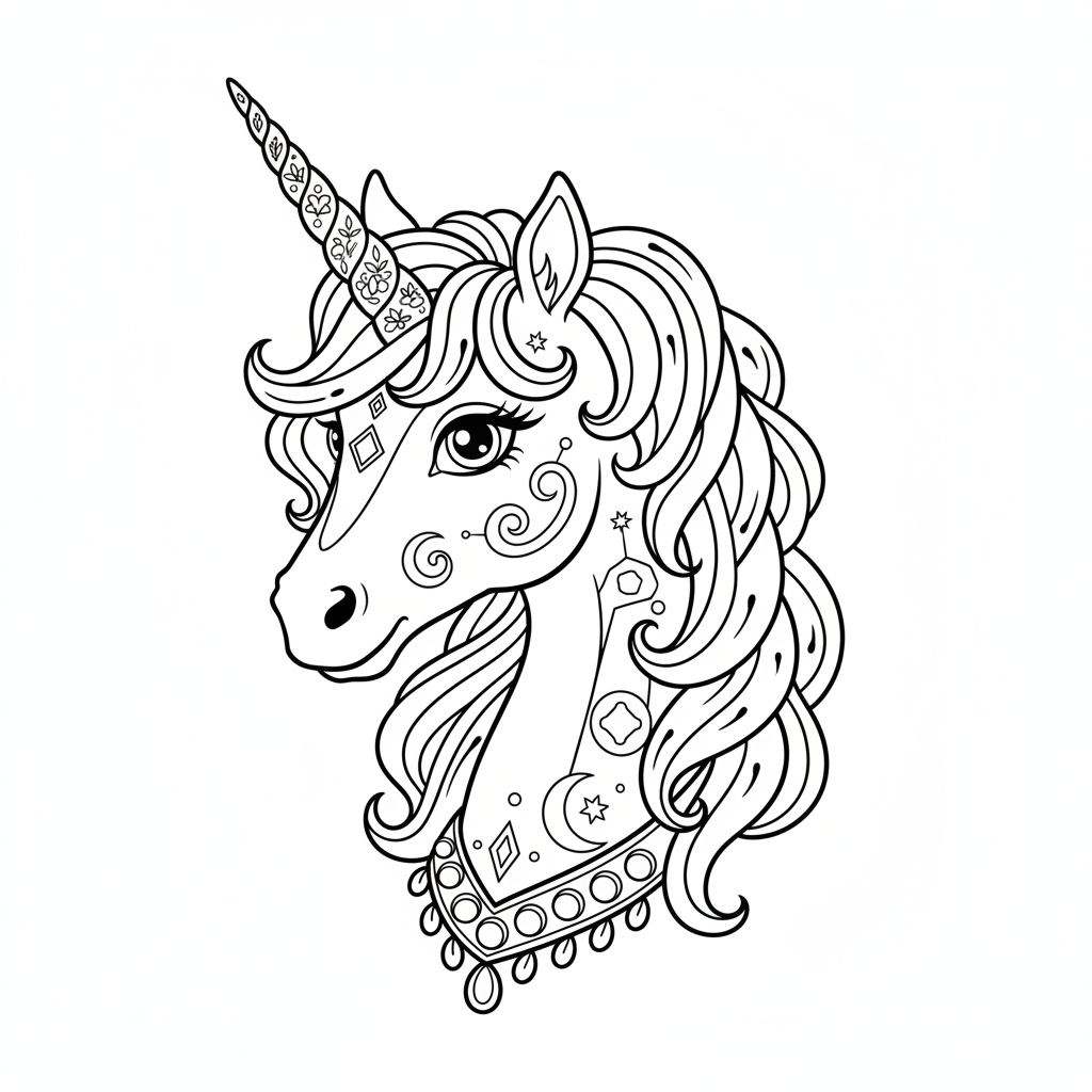 Licorne classique à colorier